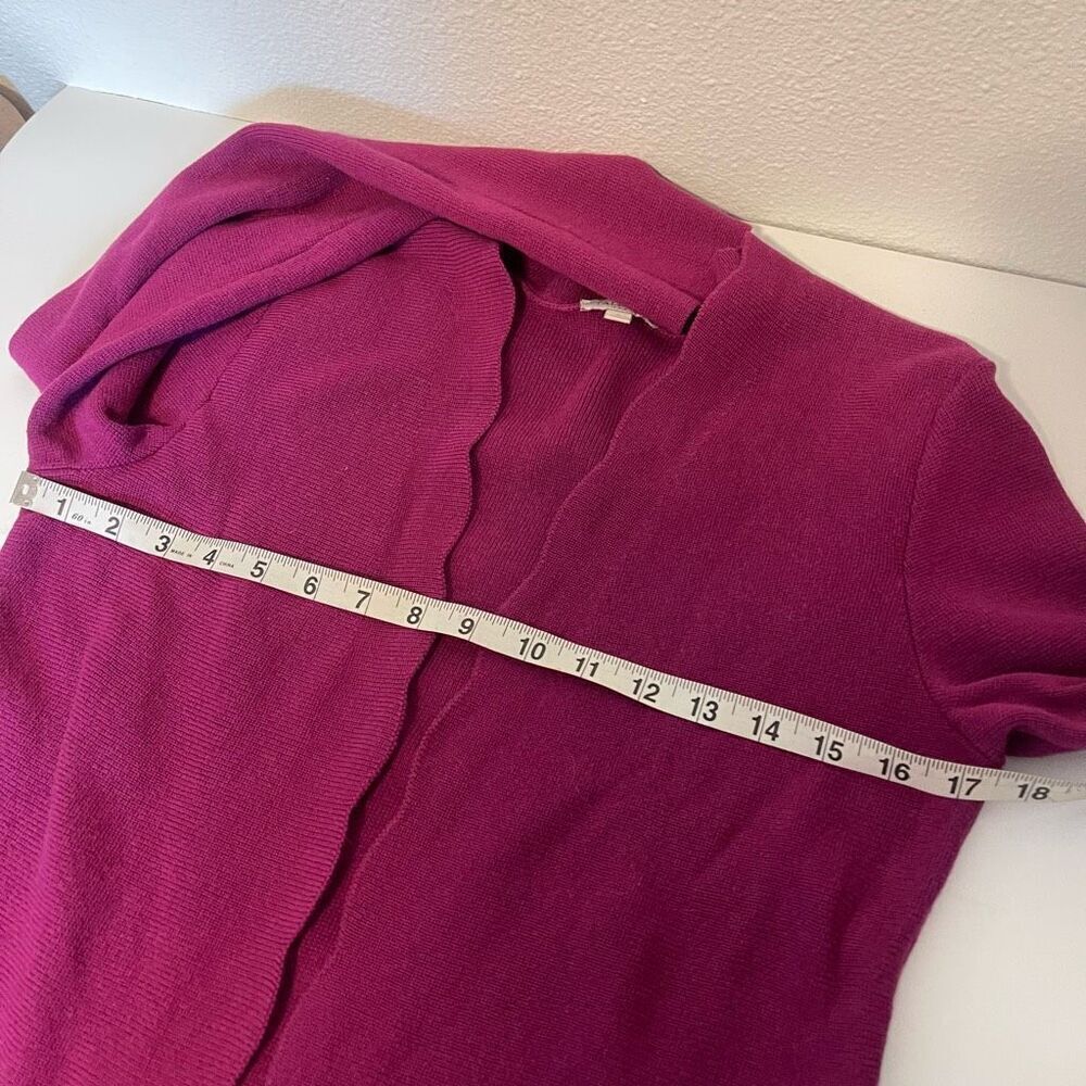 Talbots Scalloped Edged Fuchsia Open Front Cardig… - image 6